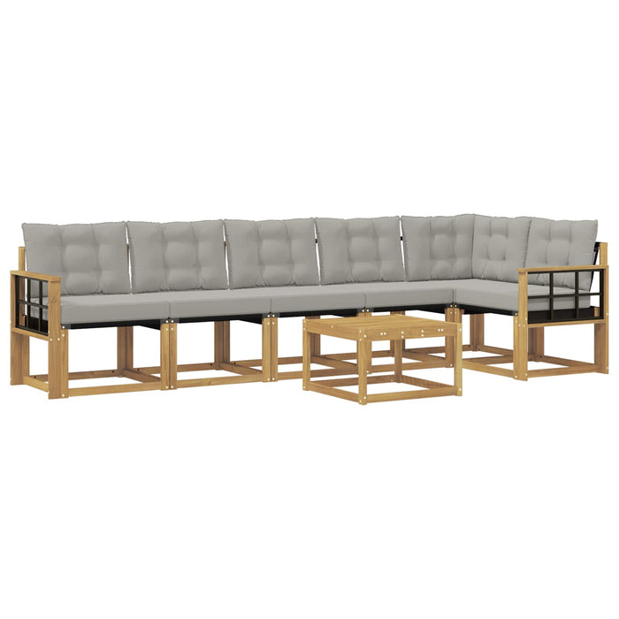 Set de canapele de exterior cu pernă 7 pcs Alb și gri deschis WALTI