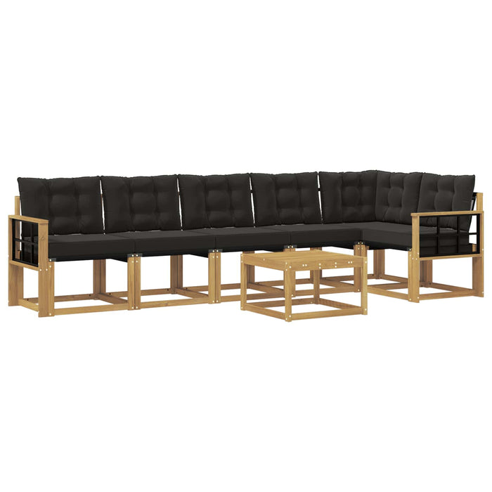 Set de canapele de exterior cu pernă 7 pcs Alb și negru WALTI