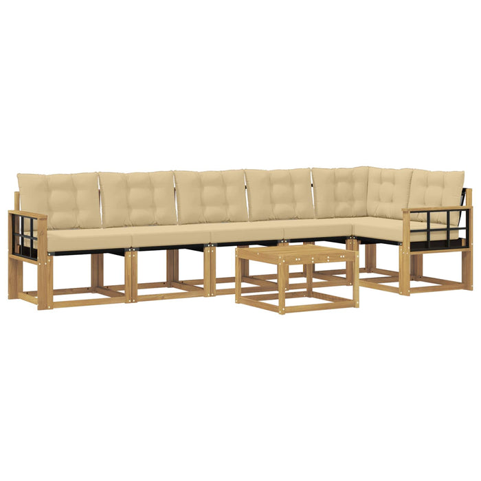 Set de canapele de exterior cu pernă 7 pcs Alb și Bej WALTI