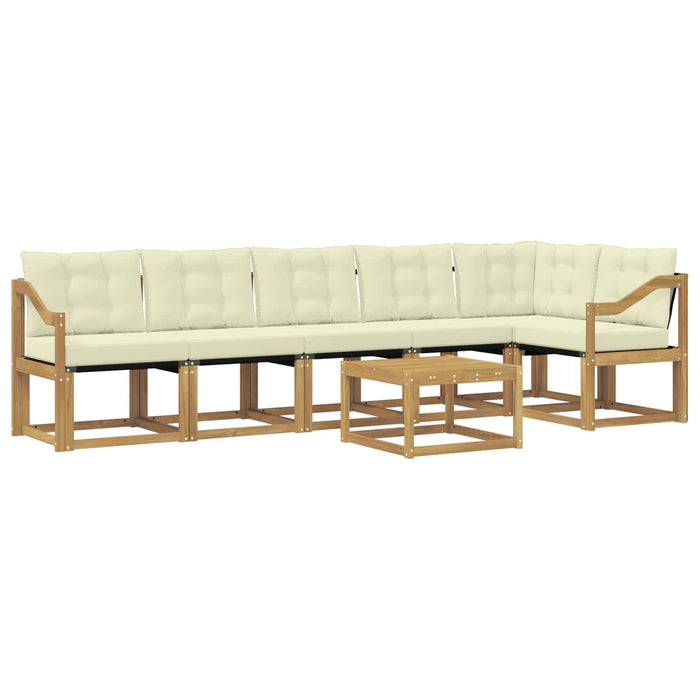 Set de canapele de exterior cu pernă 7 pcs Alb și crem WALTI
