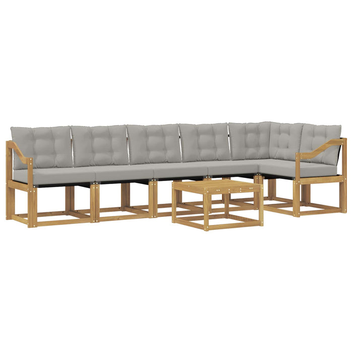 Set de canapele de exterior cu pernă 7 pcs Alb și gri deschis WALTI