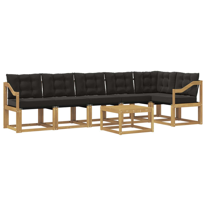 Set de canapele de exterior cu pernă 7 pcs Alb și negru WALTI