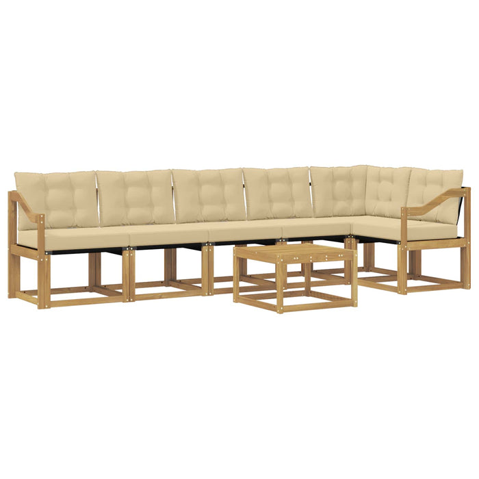 Set de canapele de exterior cu pernă 7 pcs Alb și Bej WALTI