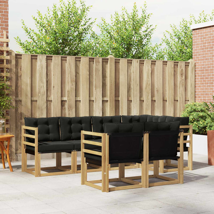Set de canapele de exterior cu pernă 7 pcs Alb și negru WALTI