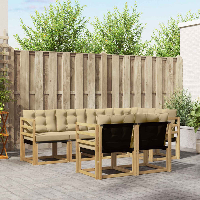 Set de canapele de exterior cu pernă 7 pcs Alb și Bej WALTI