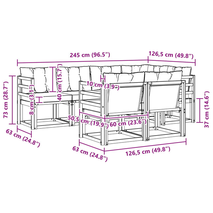 Set de canapele de exterior cu pernă 7 pcs Alb și Bej WALTI