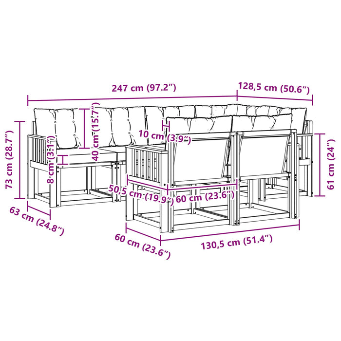 Set de canapele de exterior cu pernă 7 pcs Alb și Bej WALTI