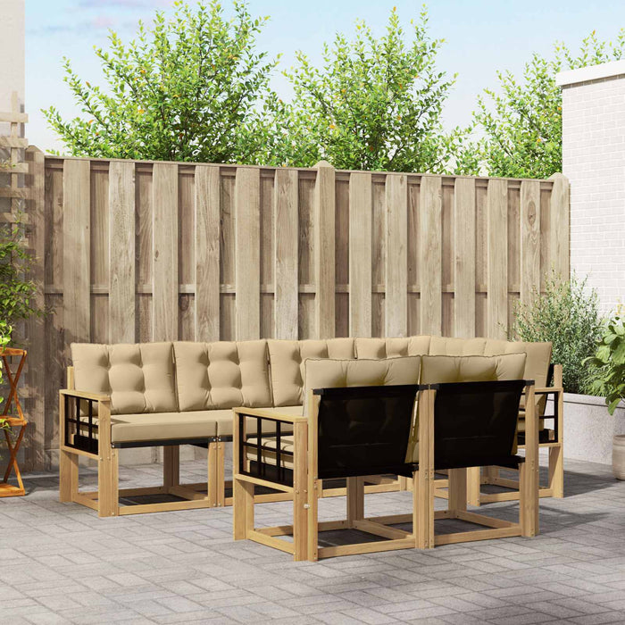 Set de canapele de exterior cu pernă 7 pcs Alb și Bej WALTI