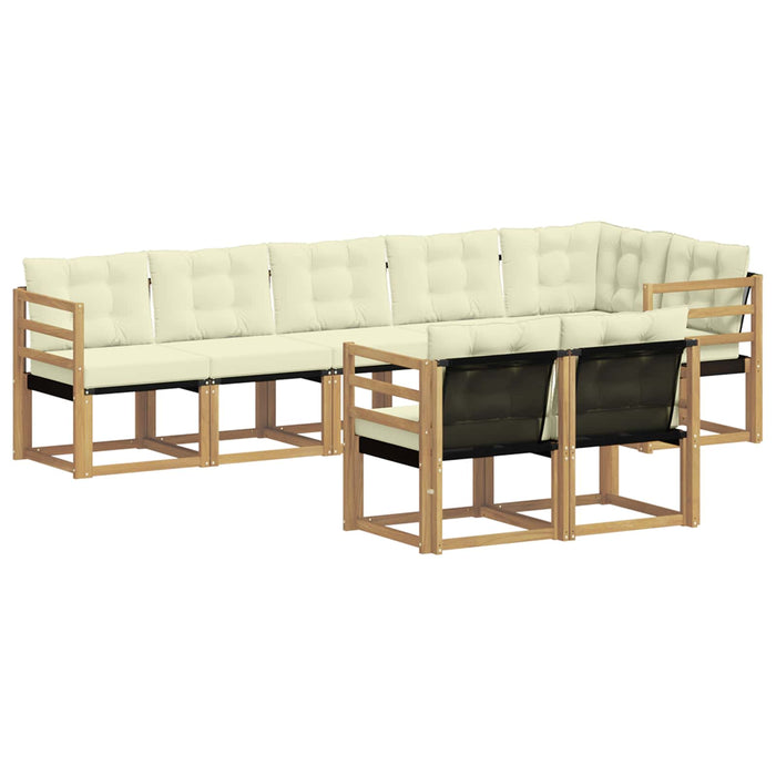 Set de canapele de exterior cu pernă 8 pcs Alb și crem WALTI
