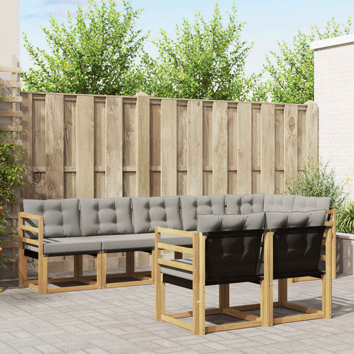 Set de canapele de exterior cu pernă 8 pcs Alb și gri deschis WALTI