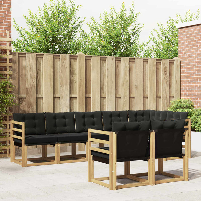 Set de canapele de exterior cu pernă 8 pcs Alb și negru WALTI