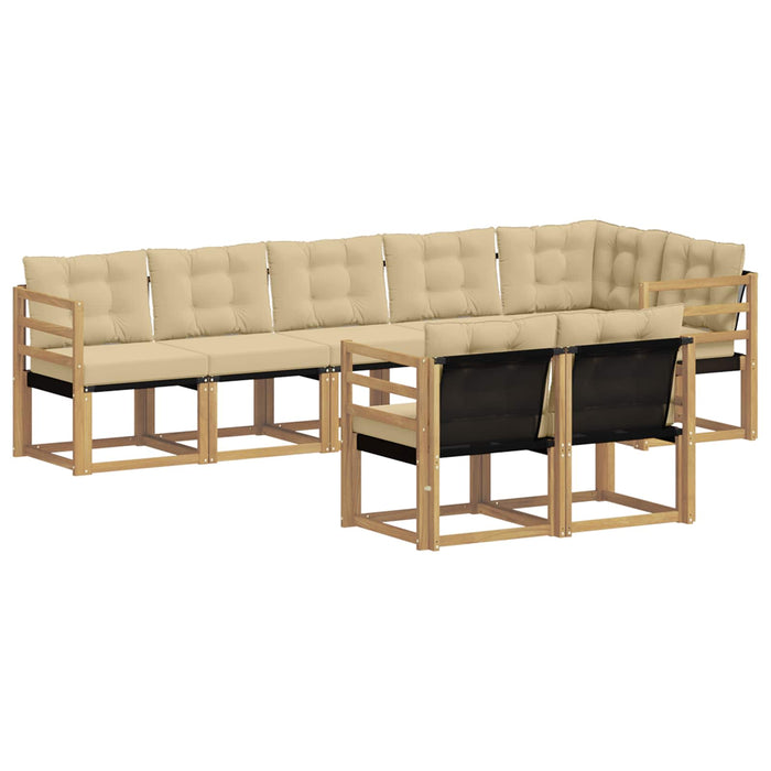 Set de canapele de exterior cu pernă 8 pcs Alb și Bej WALTI