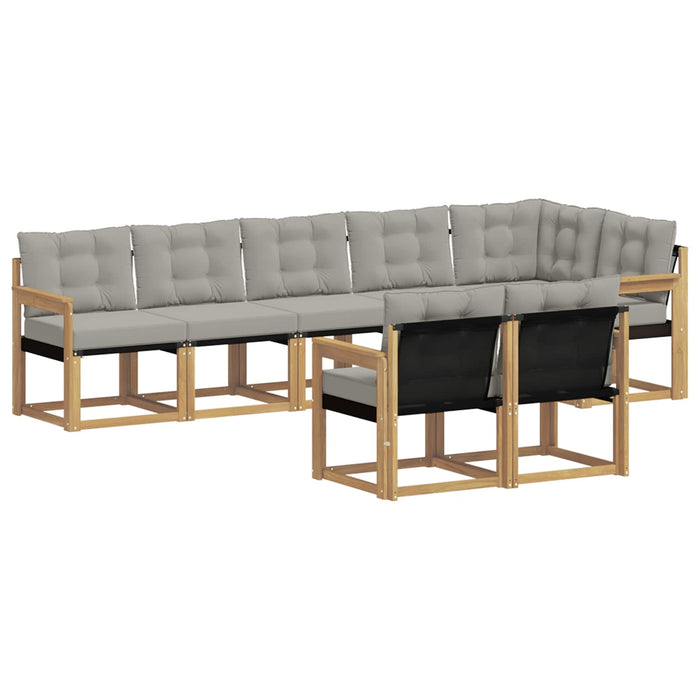 Set de canapele de exterior cu pernă 8 pcs Alb și gri deschis WALTI