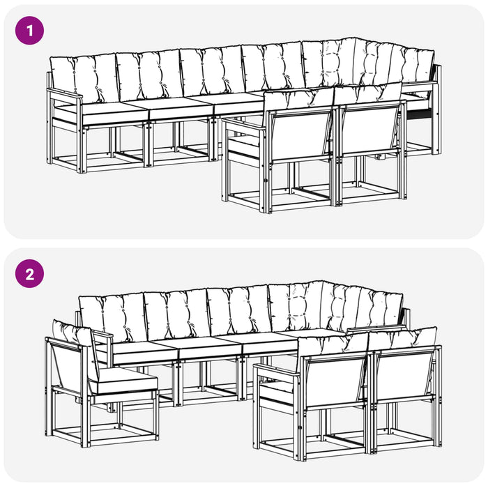 Set de canapele de exterior cu pernă 8 pcs Alb și negru WALTI