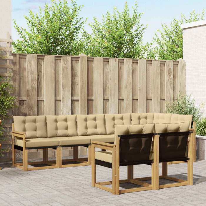 Set de canapele de exterior cu pernă 8 pcs Alb și Bej WALTI