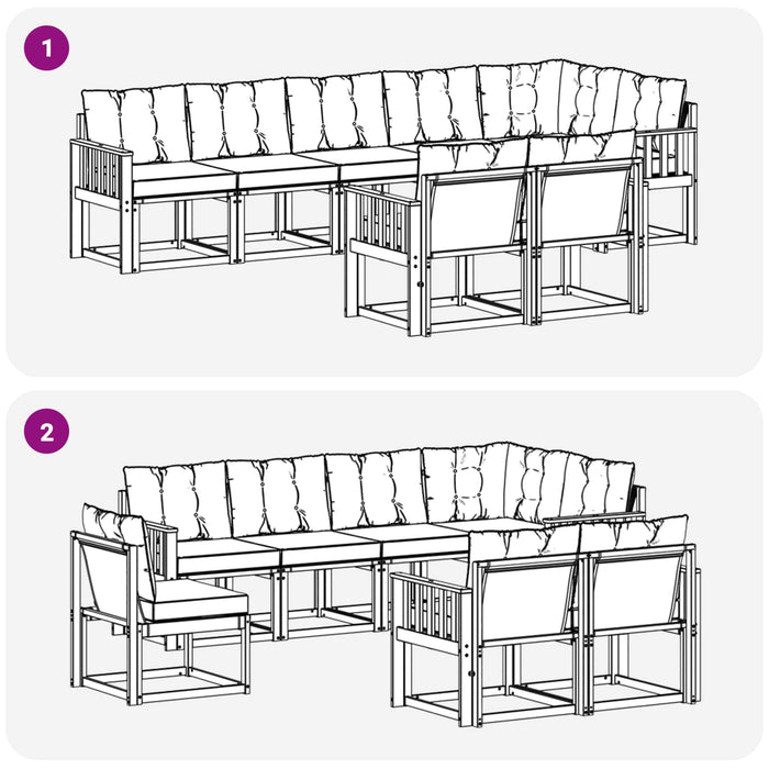 Set de canapele de exterior cu pernă 8 pcs Alb și gri deschis WALTI