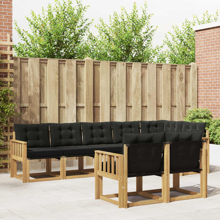 Set de canapele de exterior cu pernă 8 pcs Alb și negru WALTI