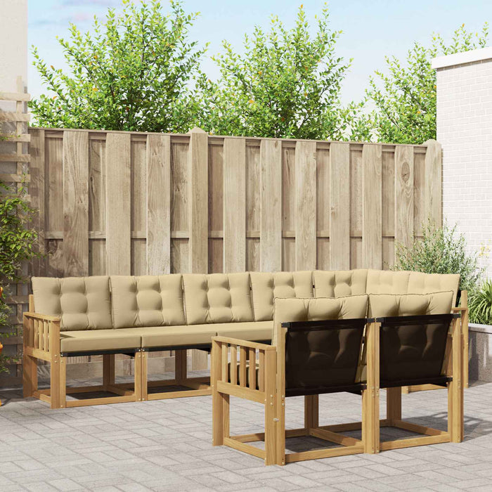 Set de canapele de exterior cu pernă 8 pcs Alb și Bej WALTI