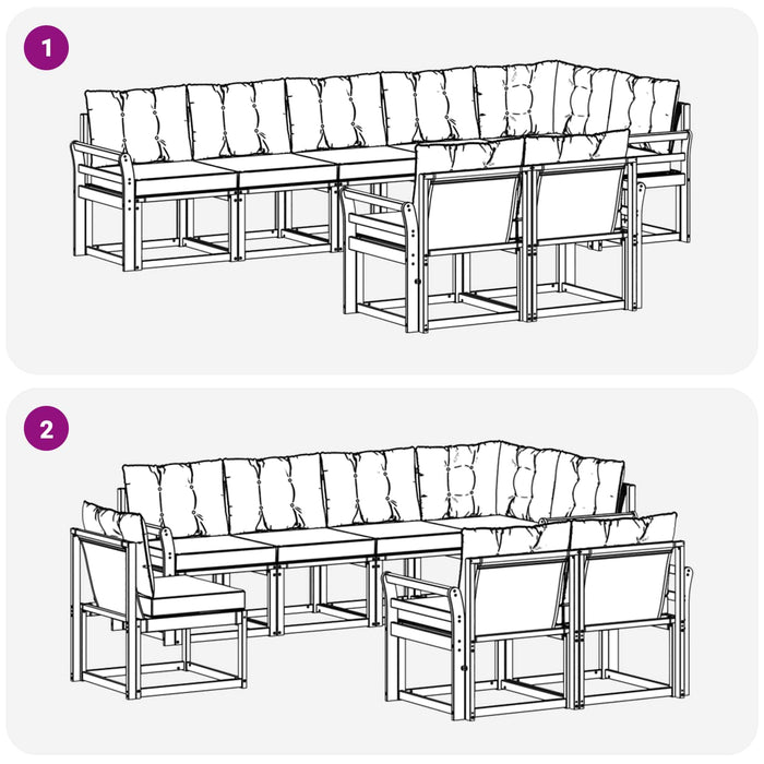 Set de canapele de exterior cu pernă 8 pcs Alb și gri deschis WALTI