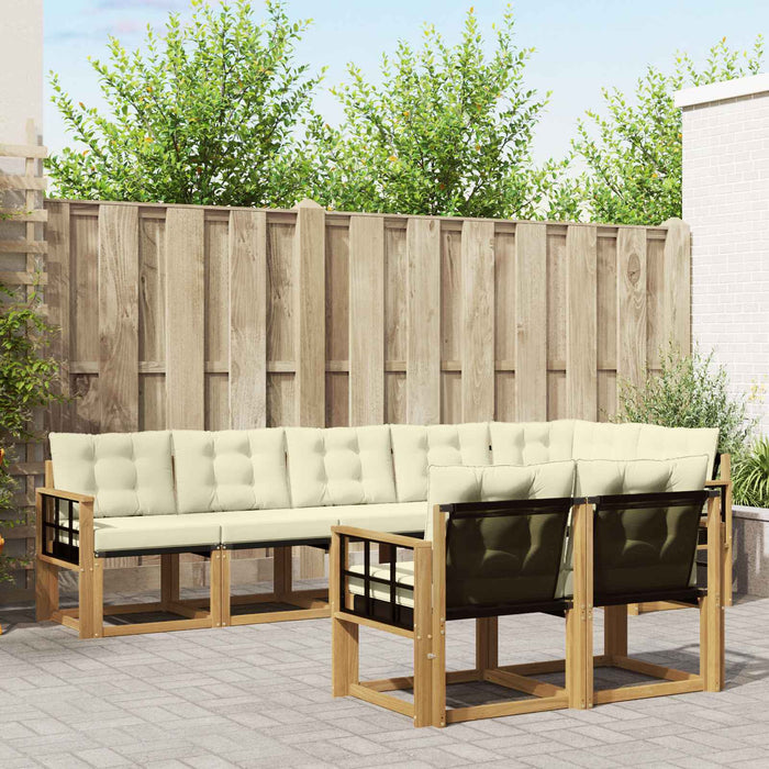 Set de canapele de exterior cu pernă 8 pcs Alb și crem WALTI