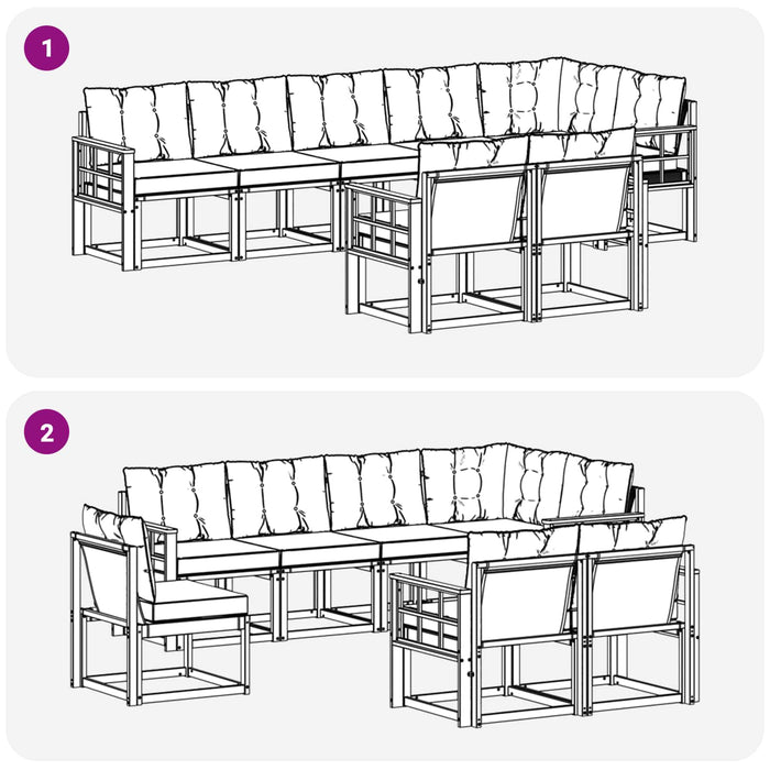 Set de canapele de exterior cu pernă 8 pcs Alb și crem WALTI