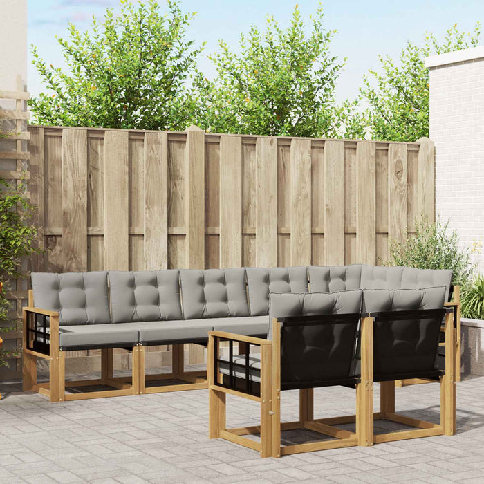 Set de canapele de exterior cu pernă 8 pcs Alb și gri deschis WALTI
