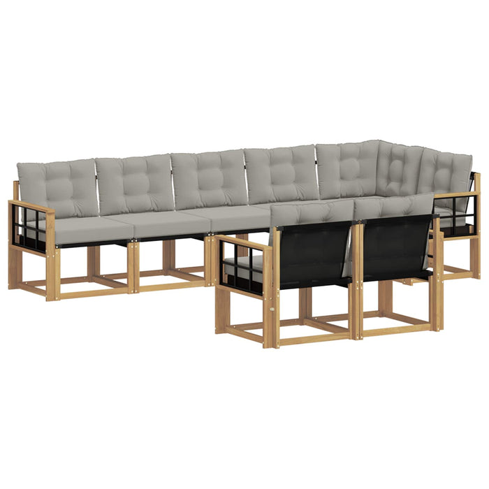 Set de canapele de exterior cu pernă 8 pcs Alb și gri deschis WALTI