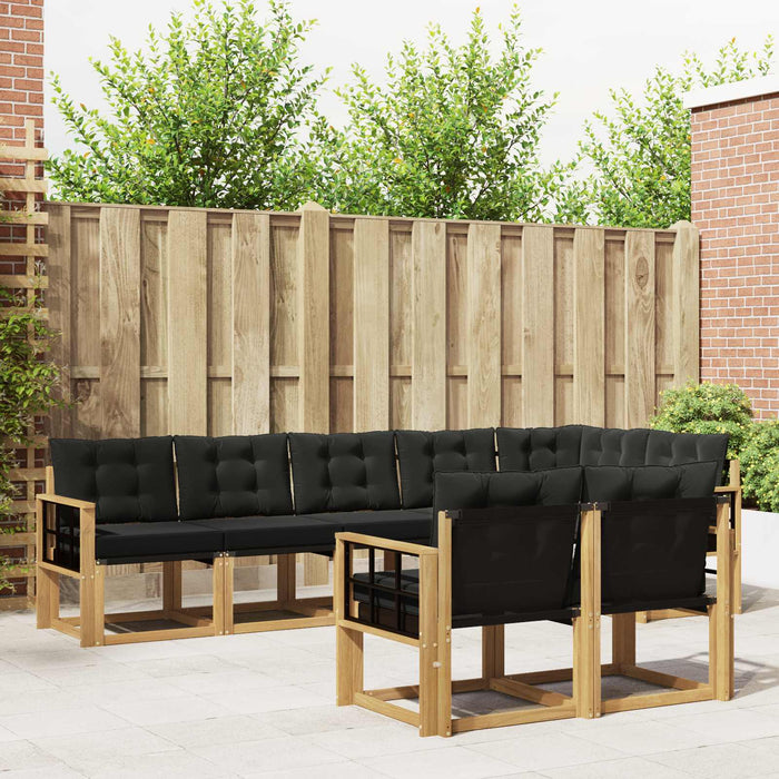Set de canapele de exterior cu pernă 8 pcs Alb și negru WALTI