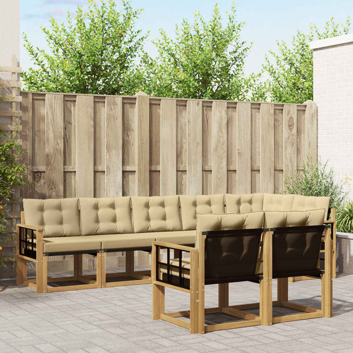 Set de canapele de exterior cu pernă 8 pcs Alb și Bej WALTI