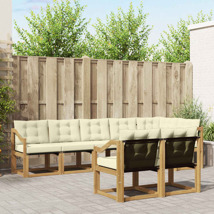 Set de canapele de exterior cu pernă 8 pcs Alb și crem WALTI