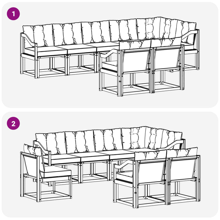 Set de canapele de exterior cu pernă 8 pcs Alb și crem WALTI