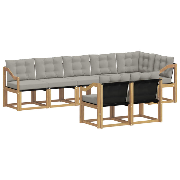 Set de canapele de exterior cu pernă 8 pcs Alb și gri deschis WALTI