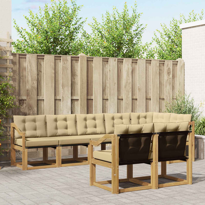 Set de canapele de exterior cu pernă 8 pcs Alb și Bej WALTI