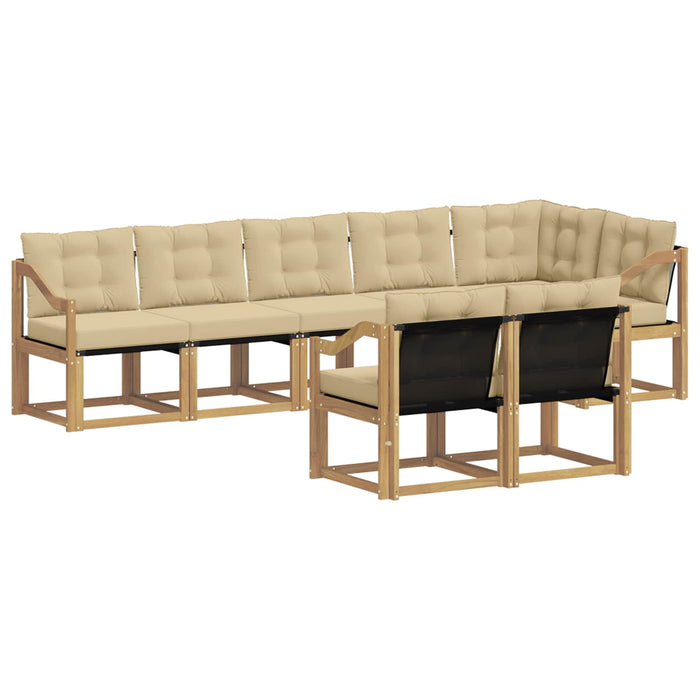 Set de canapele de exterior cu pernă 8 pcs Alb și Bej WALTI