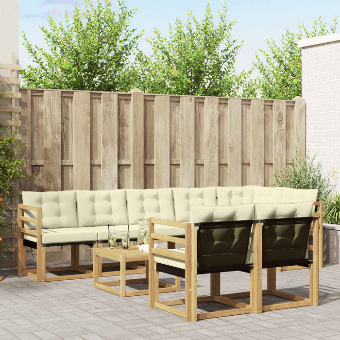 Set de canapele de exterior cu pernă 9 pcs Alb și crem WALTI