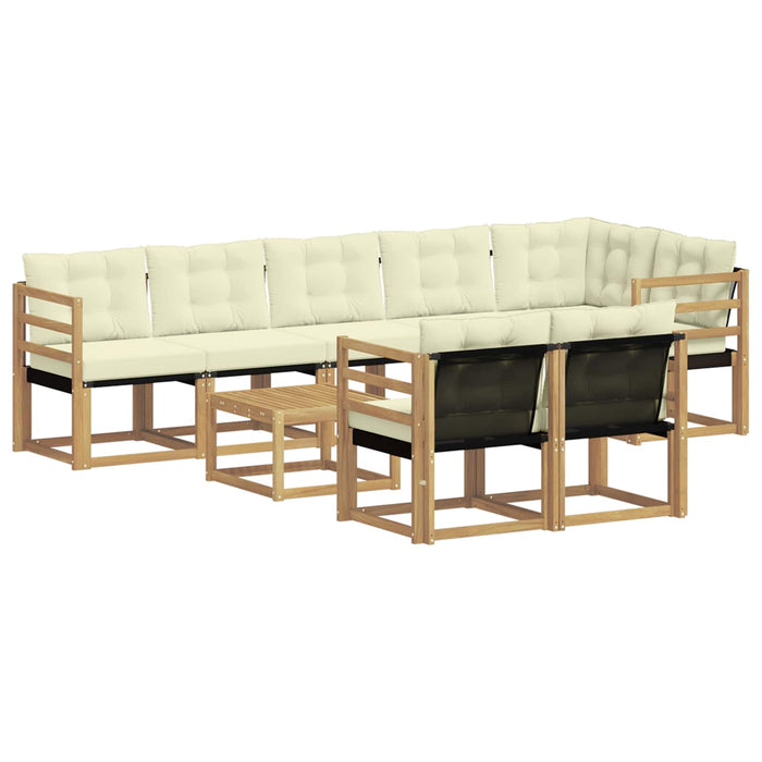 Set de canapele de exterior cu pernă 9 pcs Alb și crem WALTI