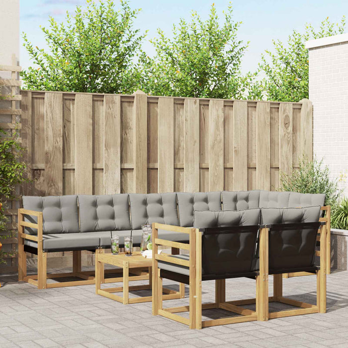 Set de canapele de exterior cu pernă 9 pcs Alb și gri deschis WALTI