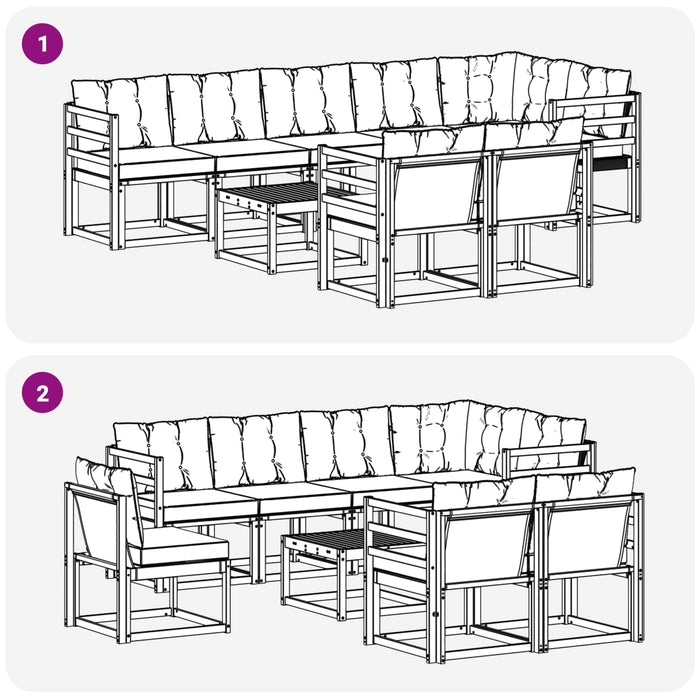 Set de canapele de exterior cu pernă 9 pcs Alb și Bej WALTI