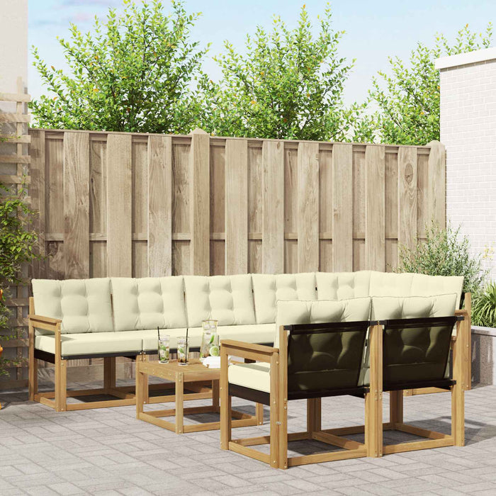 Set de canapele de exterior cu pernă 9 pcs Alb și crem WALTI