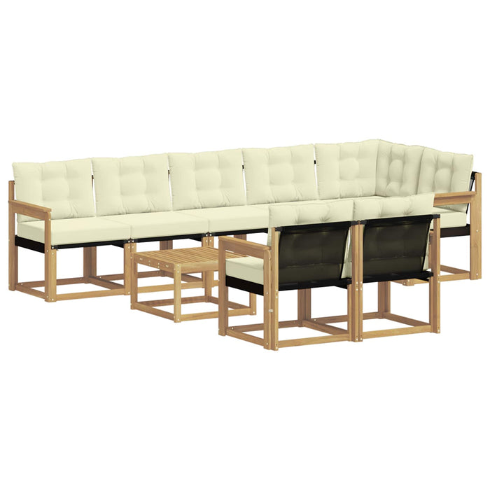 Set de canapele de exterior cu pernă 9 pcs Alb și crem WALTI