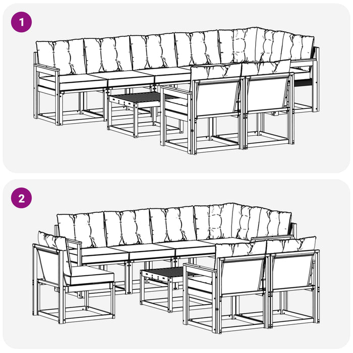Set de canapele de exterior cu pernă 9 pcs Alb și negru WALTI