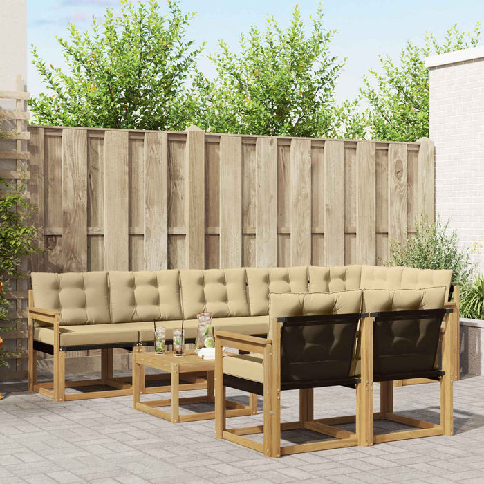 Set de canapele de exterior cu pernă 9 pcs Alb și Bej WALTI