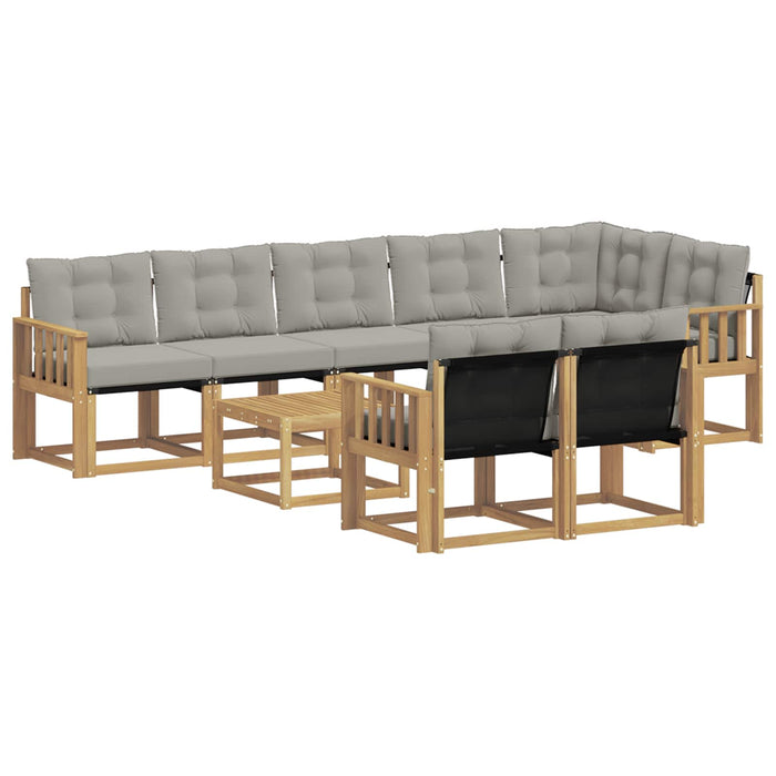 Set de canapele de exterior cu pernă 9 pcs Alb și gri deschis WALTI