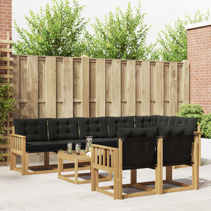 Set de canapele de exterior cu pernă 9 pcs Alb și negru WALTI