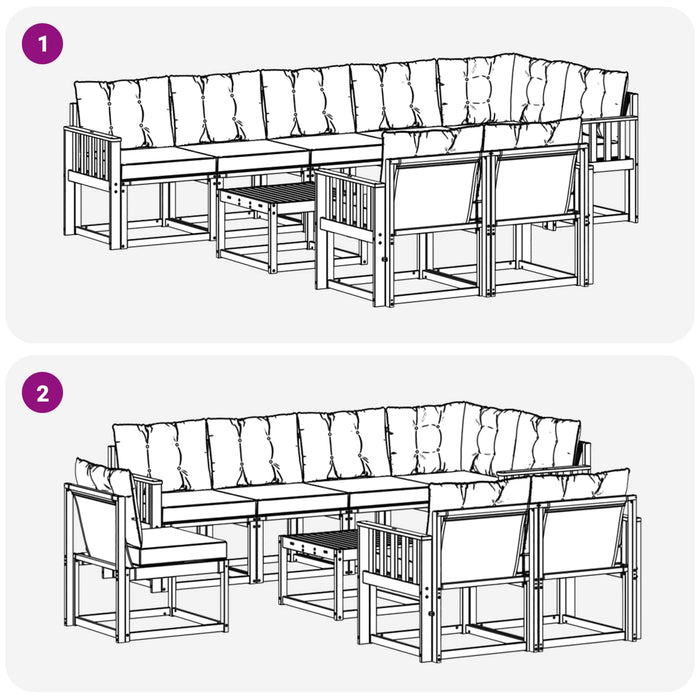 Set de canapele de exterior cu pernă 9 pcs Alb și negru WALTI