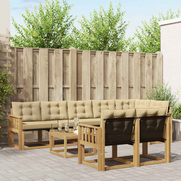 Set de canapele de exterior cu pernă 9 pcs Alb și Bej WALTI
