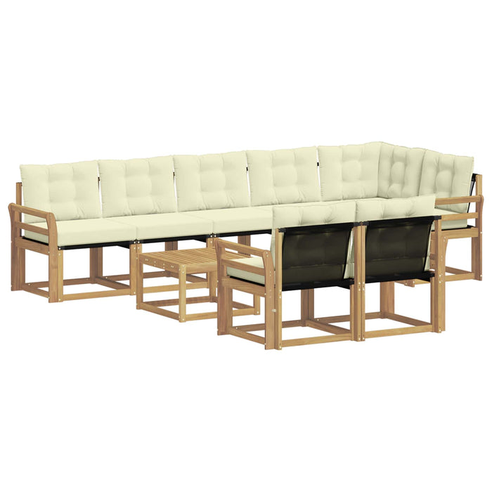 Set de canapele de exterior cu pernă 9 pcs Alb și crem WALTI