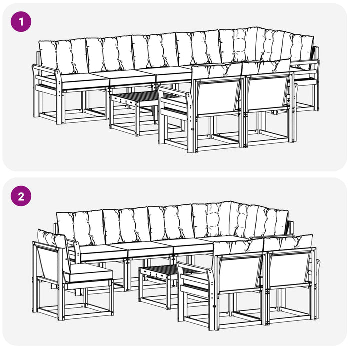 Set de canapele de exterior cu pernă 9 pcs Alb și gri deschis WALTI