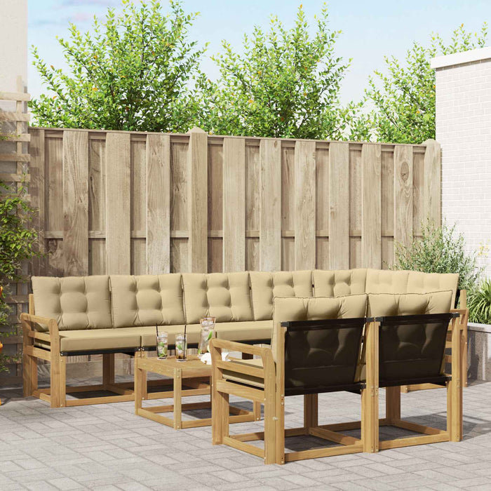 Set de canapele de exterior cu pernă 9 pcs Alb și Bej WALTI