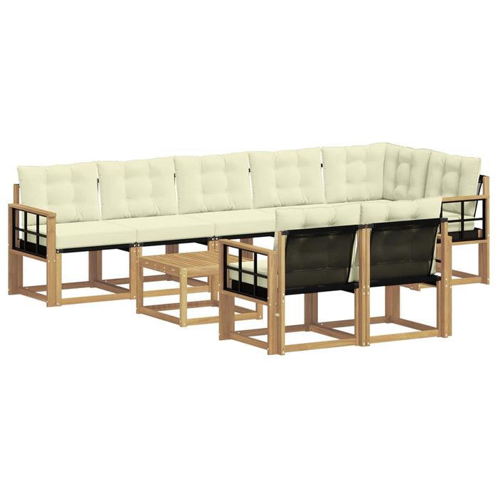Set de canapele de exterior cu pernă 9 pcs Alb și crem WALTI